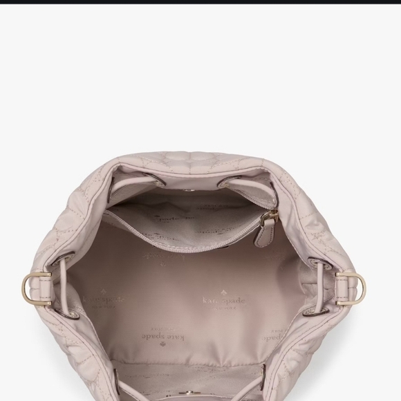 Spade Flower Grey Quilted Fabic Bucket Bag - Picture 3 of 5